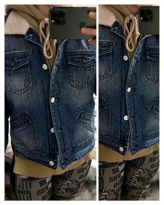 Chaqueta tejana azul-borreguero.