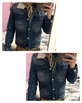 Chaqueta tejana azul-borreguero.