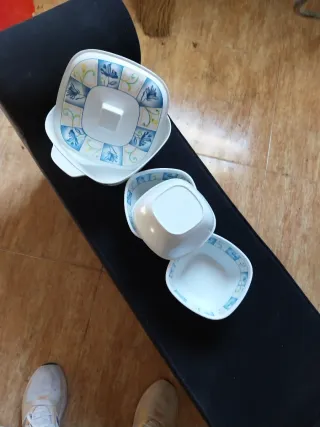 Juego 4 Recipientes Melamina Cuadrados