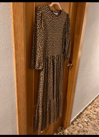 Vestido largo estampado lunares Stradivarius