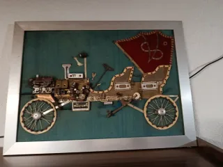 Cuadro Coche Clásico Arte Reciclado