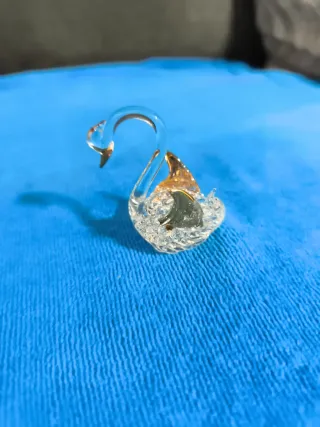 Figura Cisne Cristal Dorado Transparente