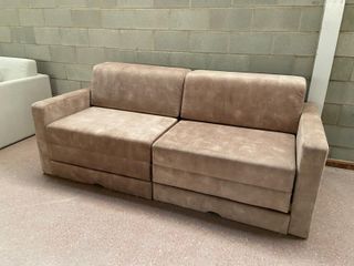 Sofá cama beige de tela