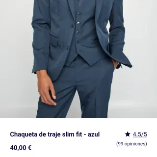 Chaqueta traje azul Kiabi Talla S Slim fit