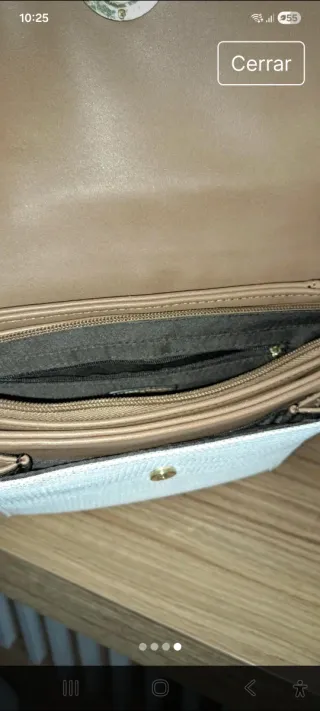 Bolso bandolera azul y beige