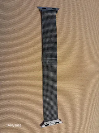 Cable Carga y Correa Apple Watch Gris metálica.