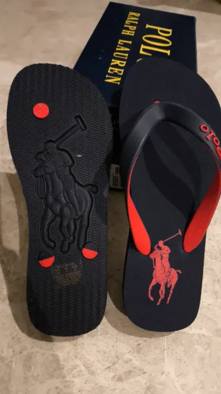 Chanclas Polo Ralph Lauren Negras y Rojas