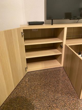 Mueble TV madera y cristal