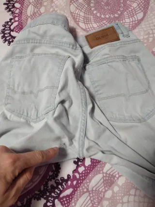 Pantalón vaquero patchwork azul