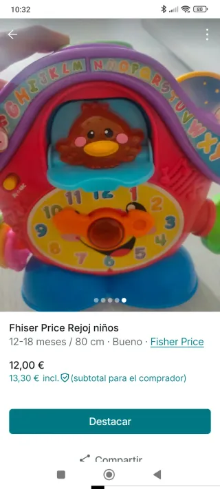 Fisher Price Reloj Educativo Infantil