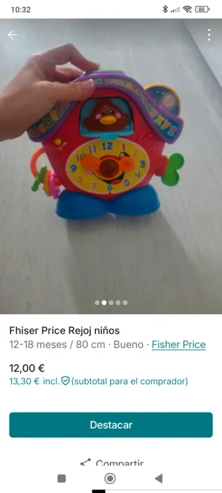 Fisher Price Reloj Educativo Infantil