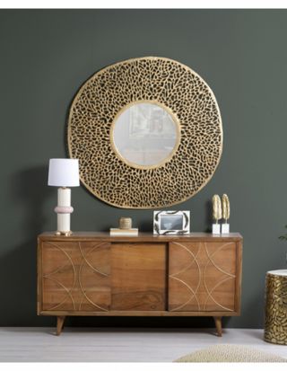 Espejo Decorativo Metal Dorado Indian Mobel