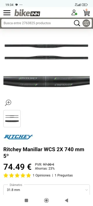 50% Dto RITCHEY WCS Conjunto Man/Pot