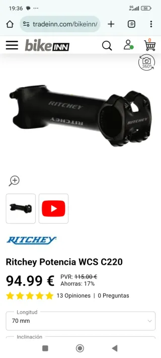 50% Dto RITCHEY WCS Conjunto Man/Pot