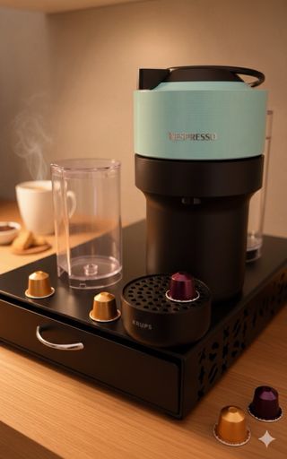 Cafetera Nespresso Vertuo Krups + Soporte Capsulas
