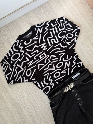 Jersey Zara Negro Blanco Estampado