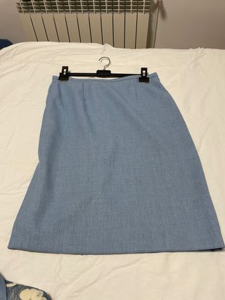 Traje de 3 piezas floral azul y blanco