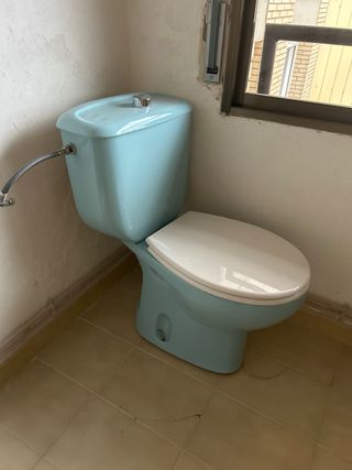 Sanitario WC azul y blanco