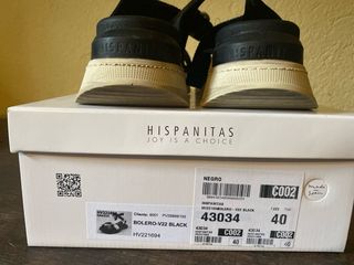 Sandalias Hispanitas Negras y Beige talla 40.