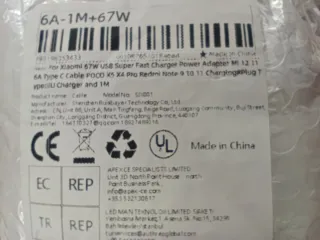 Cargador 67W con Cable USB-C para Xiaomi