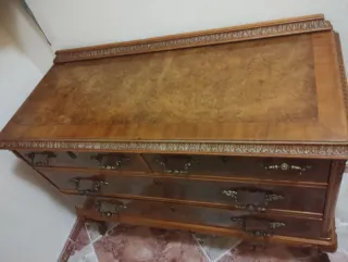 Cómoda y 2 Mesitas Vintage Madera y Cristal