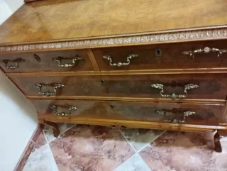 Cómoda y 2 Mesitas Vintage Madera y Cristal