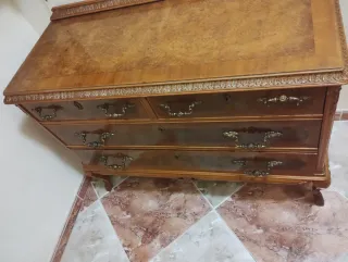 Cómoda y 2 Mesitas Vintage Madera y Cristal