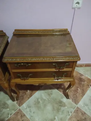 Cómoda y 2 Mesitas Vintage Madera y Cristal