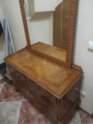 Cómoda y 2 Mesitas Vintage Madera y Cristal