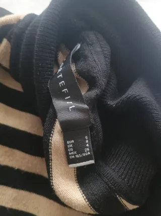 Jersey Cortefiel Talla S Rayas Beige y Negro