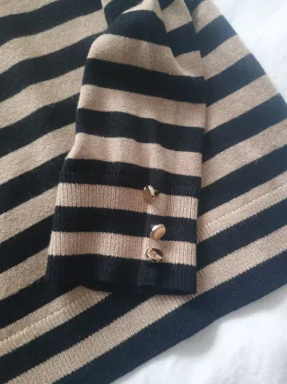 Jersey Cortefiel Talla S Rayas Beige y Negro