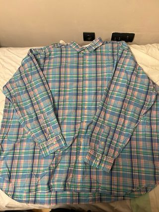 Camisa de cuadros azul y rosa de ralph lauren