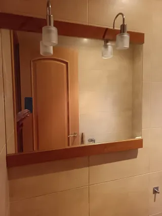 Espejo de baño madera y metal