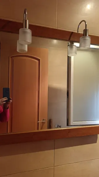 Espejo de baño madera y metal