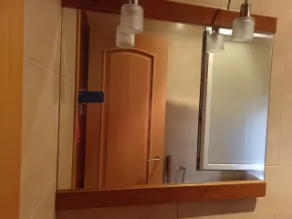 Espejo de baño madera y metal