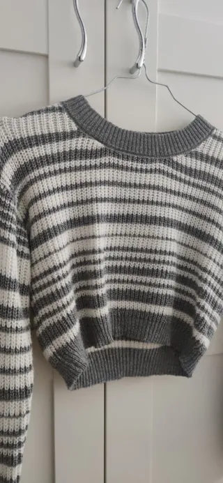 Jersey corto rayas gris y blanco