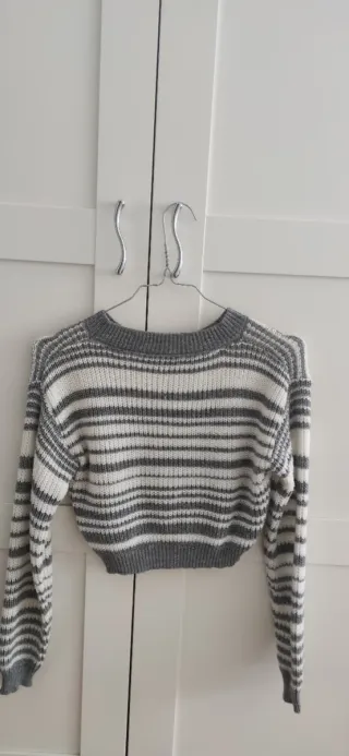 Jersey corto rayas gris y blanco