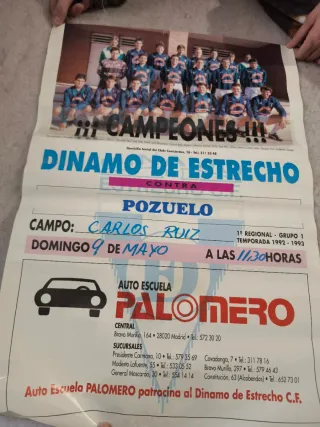Cartel Partido Dinamo de Estrecho pozuelo antiguo