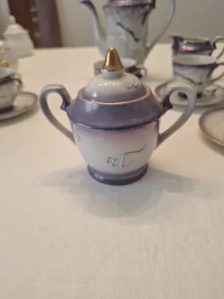 Juego de Café Porcelana Morado y Blanco Japones