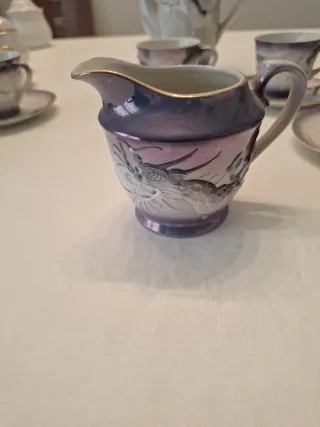 Juego de Café Porcelana Morado y Blanco Japones