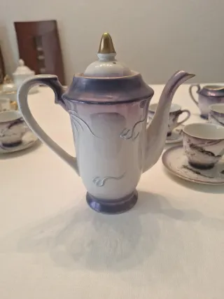 Juego de Café Porcelana Morado y Blanco Japones
