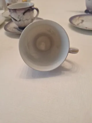 Juego de Café Porcelana Morado y Blanco Japones