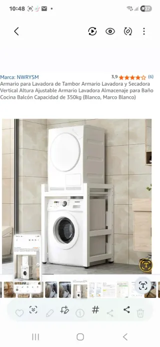 Soporte Torre Lavadora-Secadora Blanco