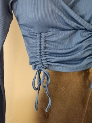 Top azul eléctrico fruncido ajustable Talla S
