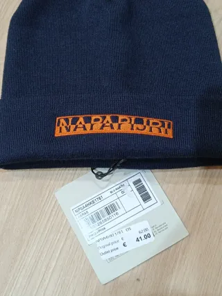 Gorro Napapijri azul y naranja