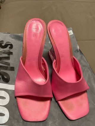 Zapatos Zara Tacón Transparente Rosa Talla 37