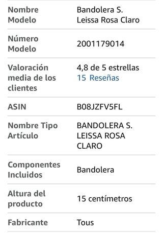 Bolso TOUS piel baldolera S. LEISSA rosa claro