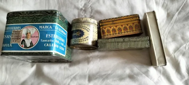 5 Antiguas Cajas de Lata Decoradas