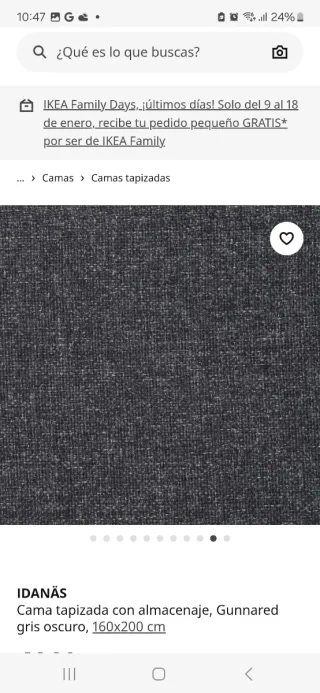 Cama tapizada gris 160x200 3 años de uso