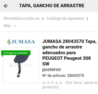 Tapa gancho de arrastre JUMASA 28043570